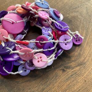 6FT Pink/Purple Button Garland, Farmhouse, Primitive Garland, Country Decor